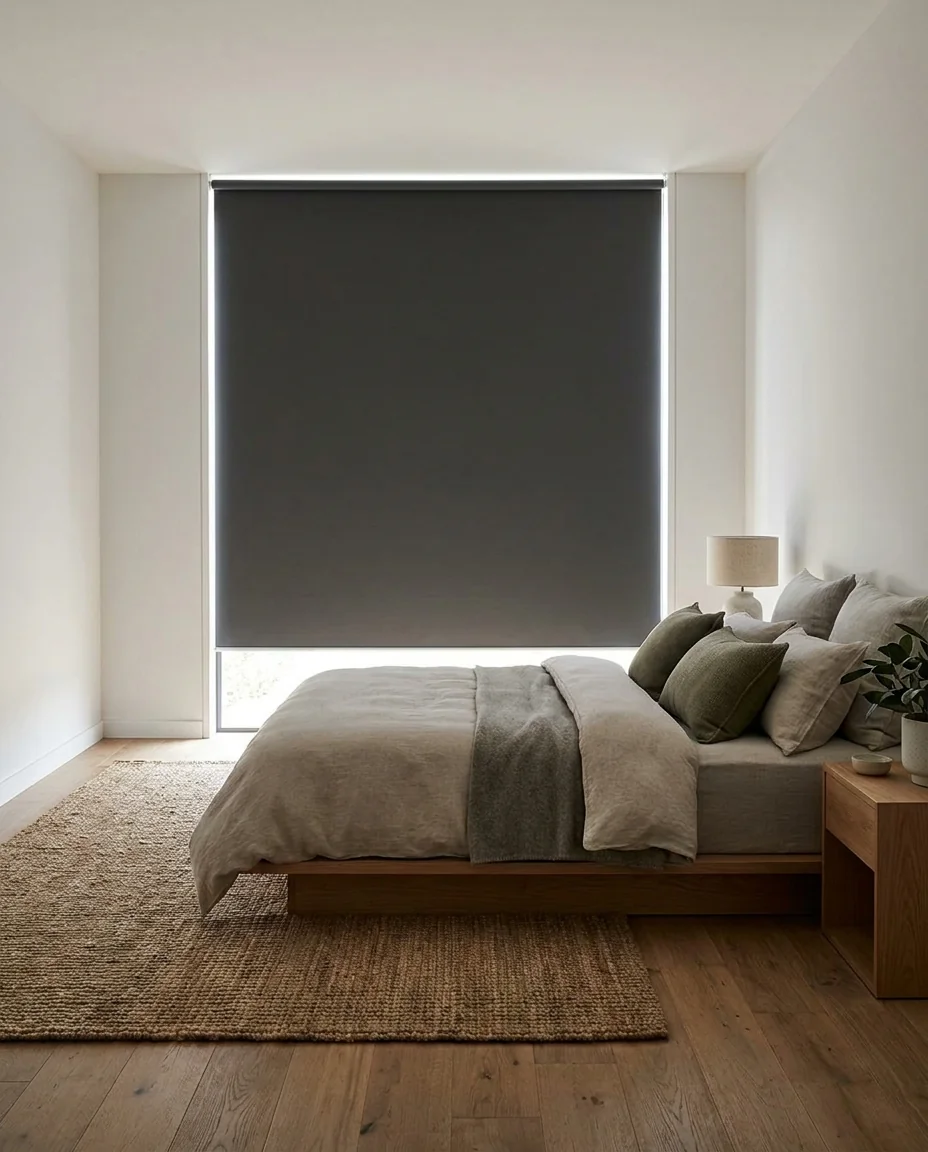 Bedroom in a Fourways family home fitted with blockout blinds